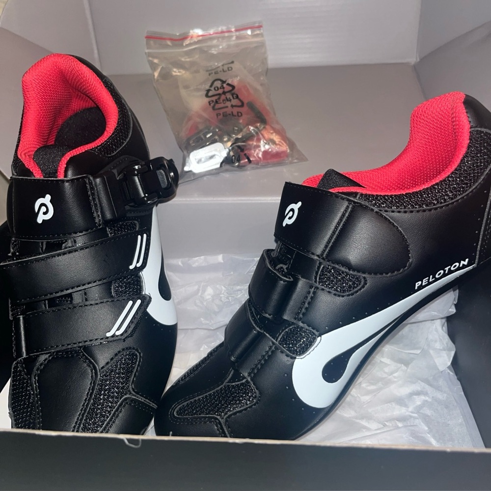 Peloton Cycling Shoes - Black with Red Highlights